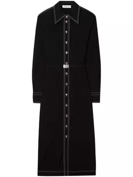 Tory Burch платье из джерси с воротником поло, черный