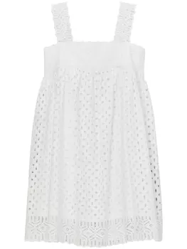 Tory Burch платье мини с английской вышивкой, белый
