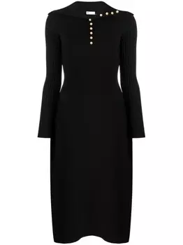 Tory Burch платье Polo Sweater с отделкой в рубчик, черный
