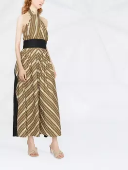 Tory Burch полосатое платье с вырезом халтер, зеленый