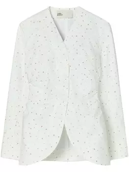 Tory Burch поплиновая куртка с цветочным принтом, белый