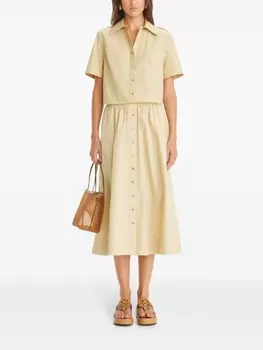 Tory Burch поплиновая юбка миди, нейтральный цвет
