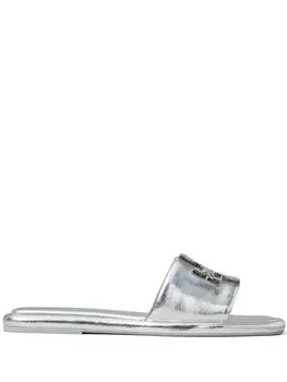 Tory Burch сандалии Double T Deco Sport, серебристый
