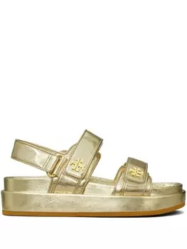 Tory Burch сандалии Kira на липучках с эффектом металлик, золотистый