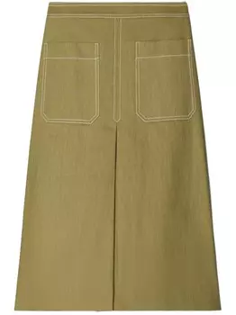 Tory Burch саржевая юбка, зеленый