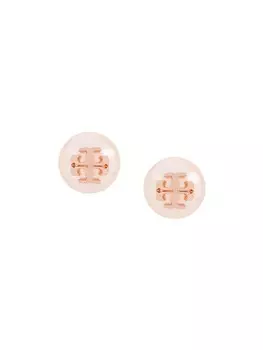 Tory Burch серьга-гвоздик с логотипом, розовый