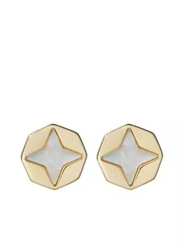 Tory Burch серьги-гвоздики Mother of Pearl, золотой