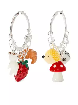 Tory Burch серьги-кольца Charm, серебряный