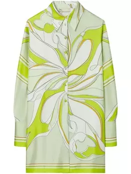 Tory Burch шелковая рубашка с цветочным принтом, нейтральный цвет