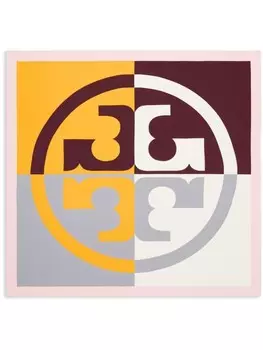 Tory Burch шелковый платок в стиле колор-блок, розовый