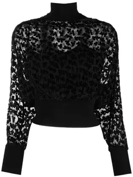 Tory Burch шелковый топ в технике деворе, черный