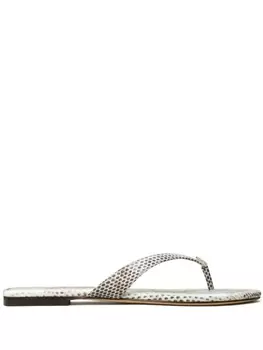 Tory Burch шлепанцы с тиснением под кожу змеи и логотипом, нейтральный цвет