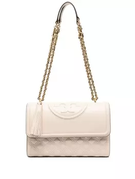 Tory Burch стеганая сумка через плечо с тиснением, нейтральный цвет