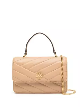 Tory Burch стеганая сумка на плечо Double T, нейтральный цвет