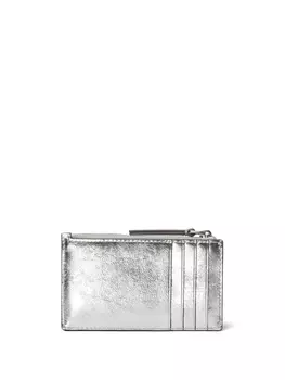 Tory Burch стеганый картхолдер Kira с эффектом металлик, серебристый