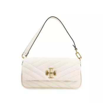 TORY BURCH Сумка-багет Kira из кожи, женская, кремово-белая