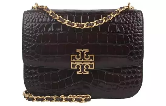 TORY BURCH Сумка Britten из коровьей кожи, через плечо, маленькая женская, шоколадного цвета
