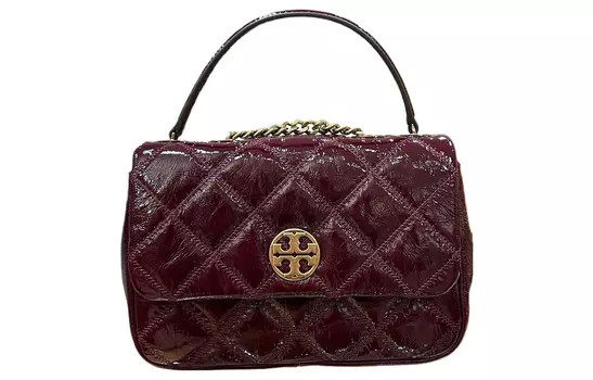 TORY BURCH Сумка-цепочка из вощеной козьей кожи, сумка на плечо, женская, бордовая