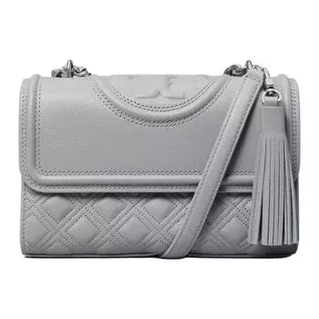 TORY BURCH Сумка через плечо Fleming из тисненой кожи, женская, цвет "Trumpets", сине-серый