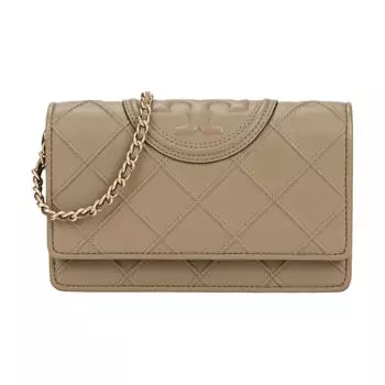 TORY BURCH Сумка через плечо Fleming Leather Mini, женская, цвет "gravel brown"