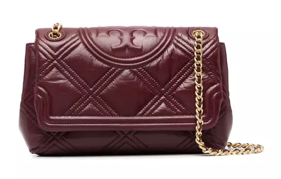 TORY BURCH Сумка через плечо Fleming Leather, женская, бордового цвета