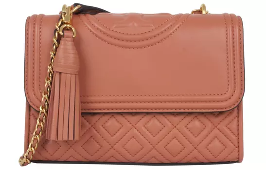 TORY BURCH Сумка через плечо Fleming Sheepskin, маленькая женская, кораллового цвета