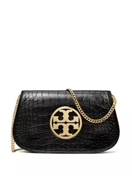 Tory Burch сумка через плечо Reva с тиснением под кожу крокодила, черный