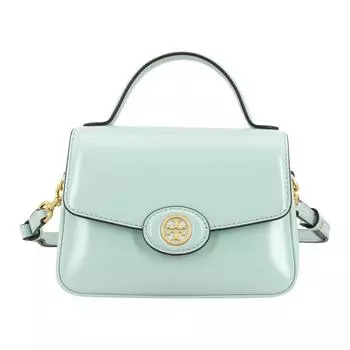 TORY BURCH Сумка через плечо Robinson из лакированной кожи, женская, светло-голубого цвета, небольшого размера
