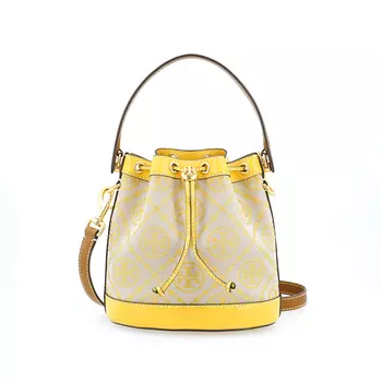 TORY BURCH Сумка через плечо с монограммой T, кожаная, женская, желтого цвета