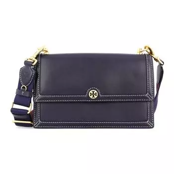 TORY BURCH Сумка через плечо с монограммой T, кожаная, обычная, женская, темно-синяя