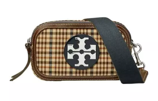 TORY BURCH Сумка для фотоаппарата Miller из ткани с кожей, сумка через плечо, мини, женская, цвета хаки