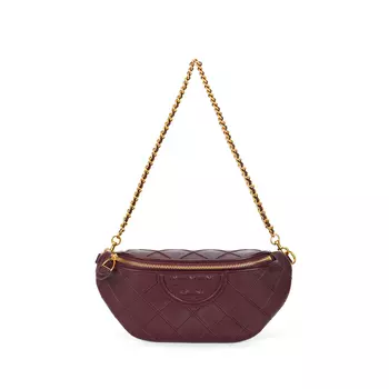 TORY BURCH Сумка Fleming из кожи наппа, через плечо, мини-сумка, женская, бордового цвета