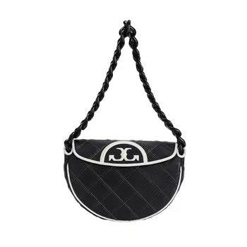 TORY BURCH Сумка Fleming Leather Crescent, сумка через плечо, мини, женская, черная