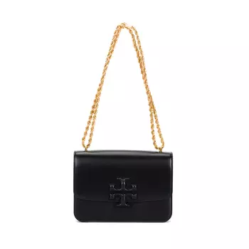 TORY BURCH Сумка-коробка из кожи Eleanor с витым шнуром и цепочкой, маленькая квадратная сумка через плечо, женская, черная