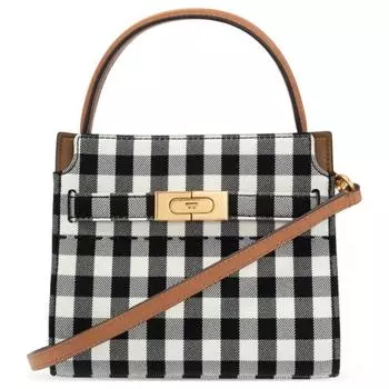 TORY BURCH Сумка Lee Radziwill из кожи, через плечо, мини-сумка женская, черно-белая