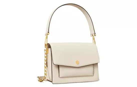 TORY BURCH Сумка Robinson из коровьей кожи, через плечо, женская, среднего размера, цвета слоновой кости и белого цвета