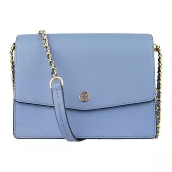 TORY BURCH Сумка Robinson Leather Chain Bag, сумка через плечо, среднего размера, женская, цвет "ледяной синий"
