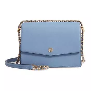 TORY BURCH Сумка Robinson Leather Crossbody, сумка через плечо, обычная женская, цвет "дерево" синий