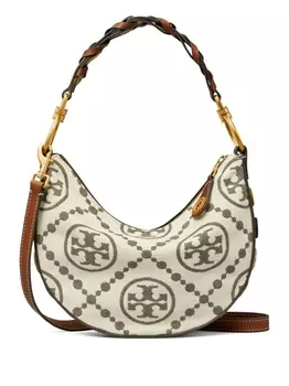 Tory Burch сумка с узором T Monogram, нейтральный цвет