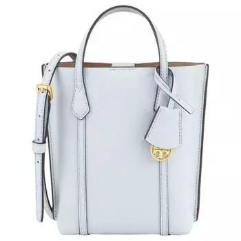TORY BURCH Сумка-шоппер Perry из тисненой кожи, сумка-шоппер, сумка через плечо, женская мини-сумка светло-голубого цвета