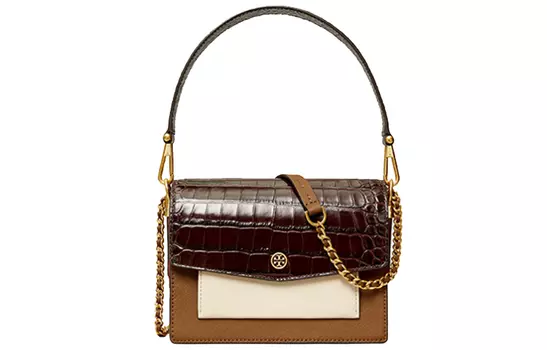 TORY BURCH Сумка-тоут из коровьей кожи, женская, через плечо, коричневая, разноцветная