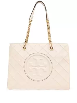 Tory Burch сумка-тоут из кожи Fleming, нейтральный цвет