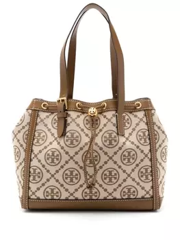 Tory Burch сумка-тоут с монограммой, коричневый