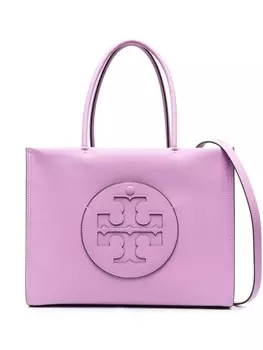 Tory Burch сумка-тоут с тисненым логотипом, фиолетовый