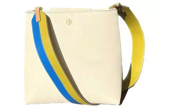 TORY BURCH Сумка-ведро Emerson Leather, сумка через плечо, женская, кремово-белая