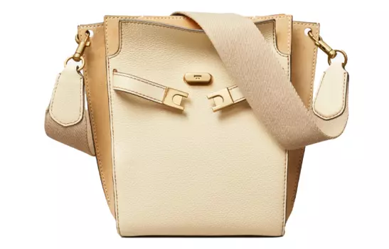 TORY BURCH Сумка-ведро из натуральной кожи, женская, бежевая, через плечо