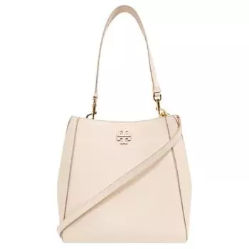 TORY BURCH Сумка-ведро McGraw Litchi Grain Leather, сумка через плечо, женская, сыр, белый цвет