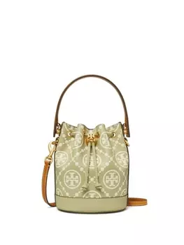 Tory Burch сумка-ведро T Monogram размера мини, зеленый