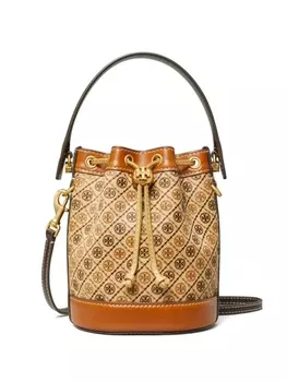 Tory Burch сумка-ведро T Monogram размера мини, коричневый
