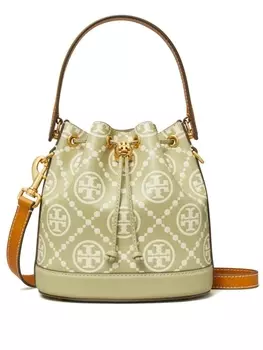 Tory Burch сумка-ведро T Monogram, зеленый